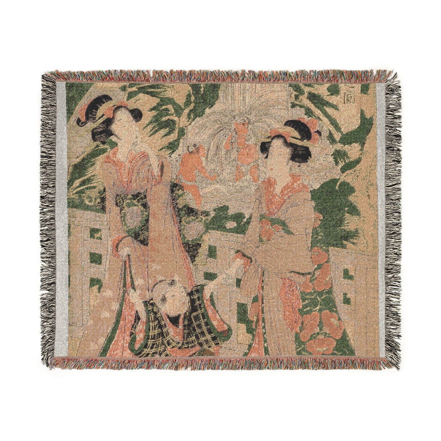 Mount Haruna in Kozuke Province Woven Throw Blanket