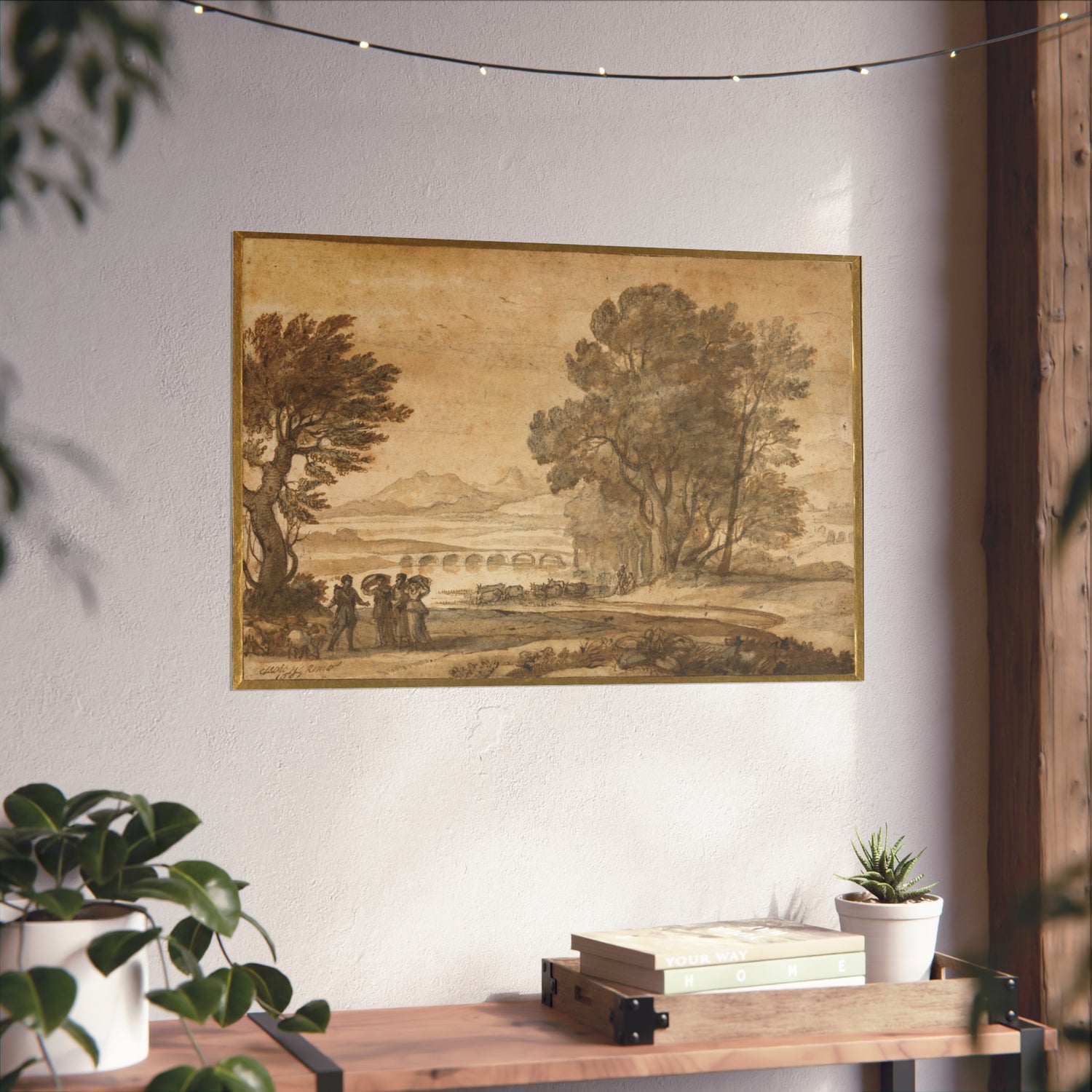 A Wooded River Landscape with Jacob, Laban - Claude Lorrain Fine Art Poster