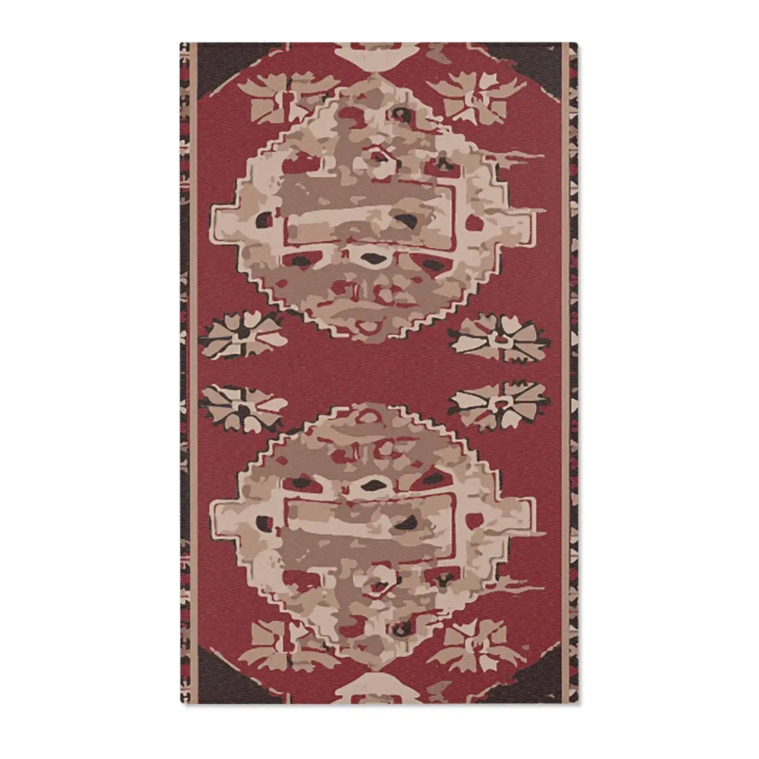 Rustic Red Medallion Accent Rug