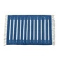 Handwoven Blue and White Mini Stripe Cotton Rug with Fringes