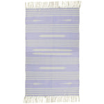 Handwoven Lilac and White Mini Stripe Cotton Rug with Fringes