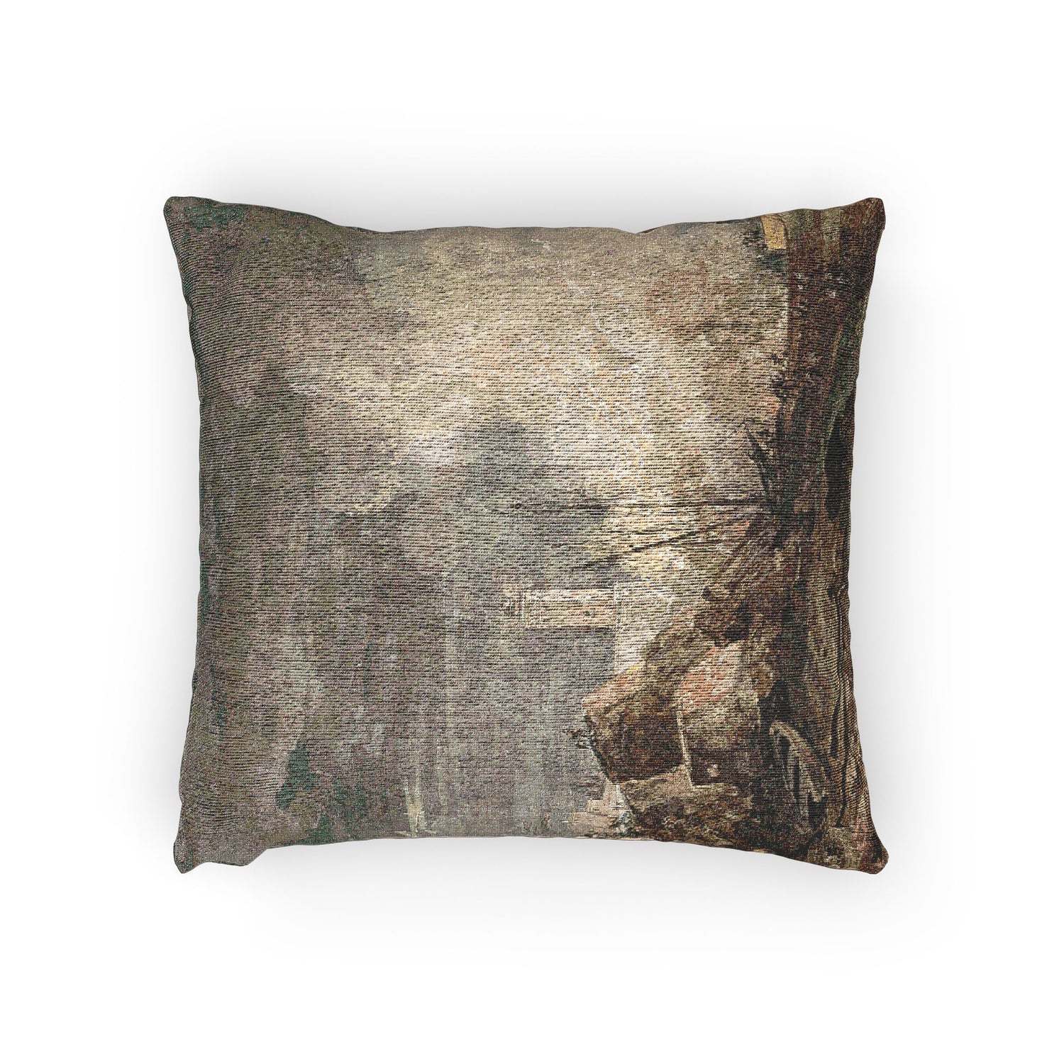Louis Gabriel Moreau - Fire in the Port | Woven Pillow