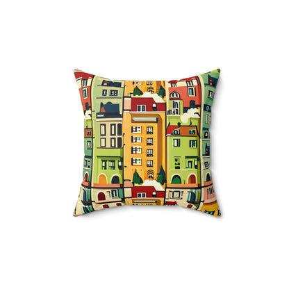 Nostalgic Downtown Square Pillow