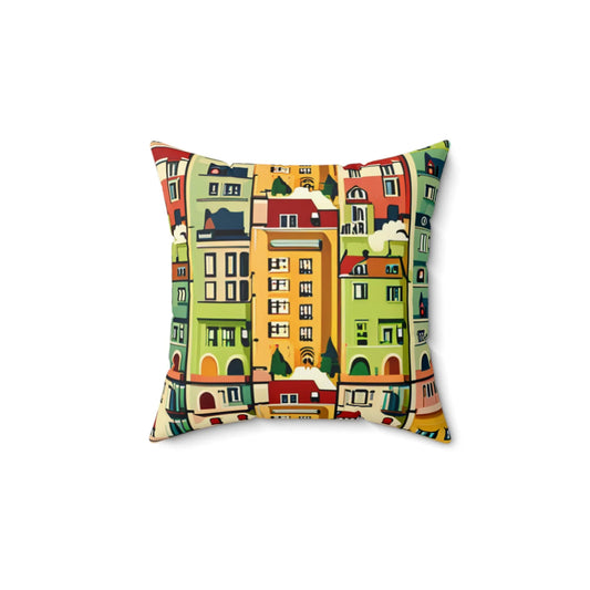 Nostalgic Downtown Square Pillow