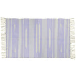 Handwoven Lilac and White Mini Stripe Cotton Rug with Fringes