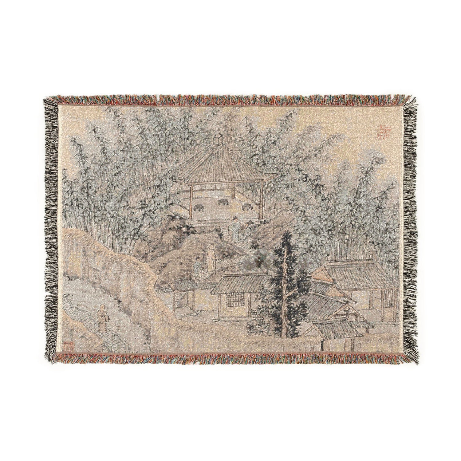 Bamboo Pavilion Tiger Hill Tapestry Blanket