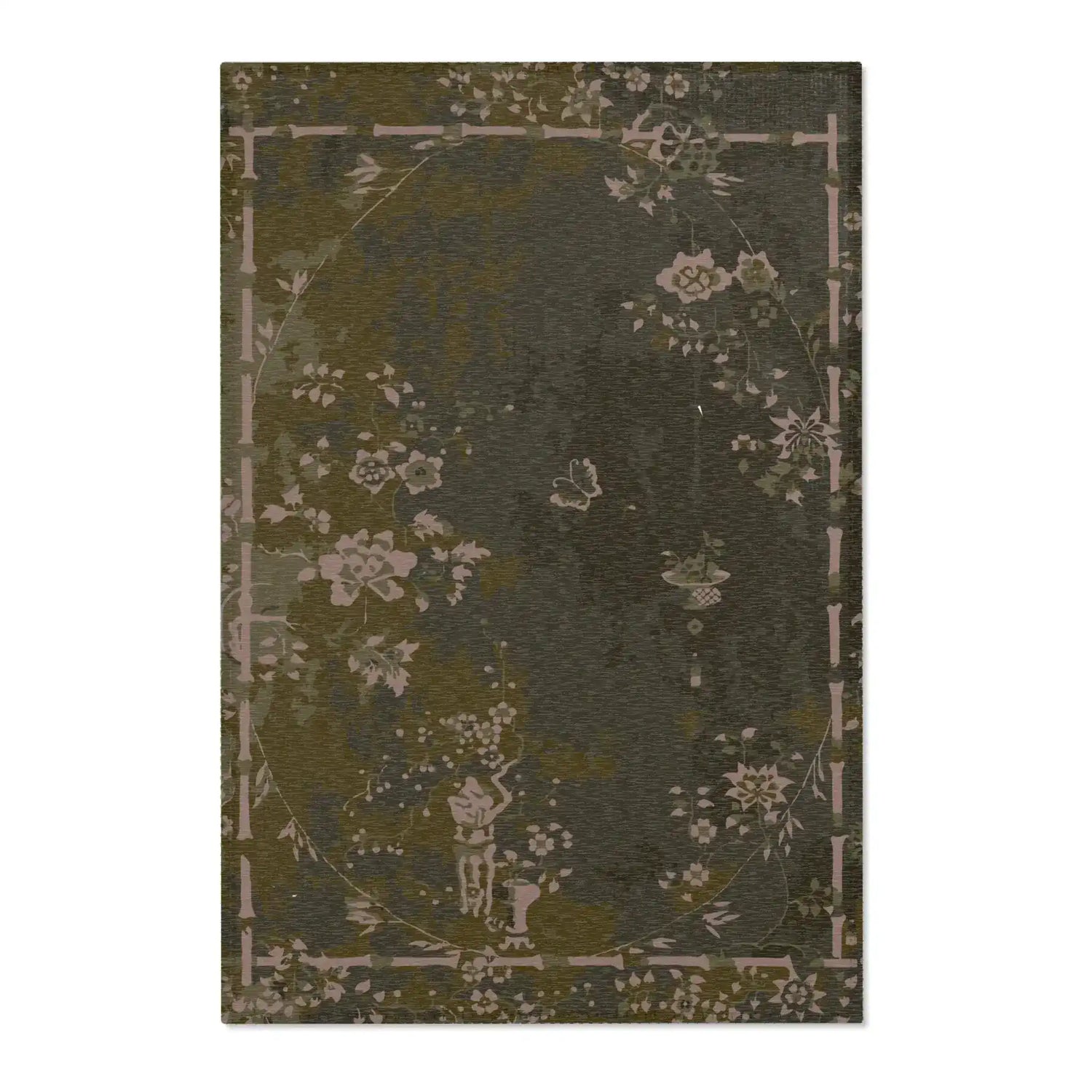 Antique Olive Bloom Accent Rug