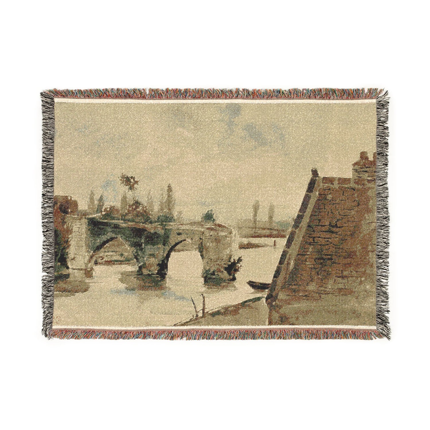 The Old Bridge at Mantes - Eugène Delacroix Tapestry Blanket