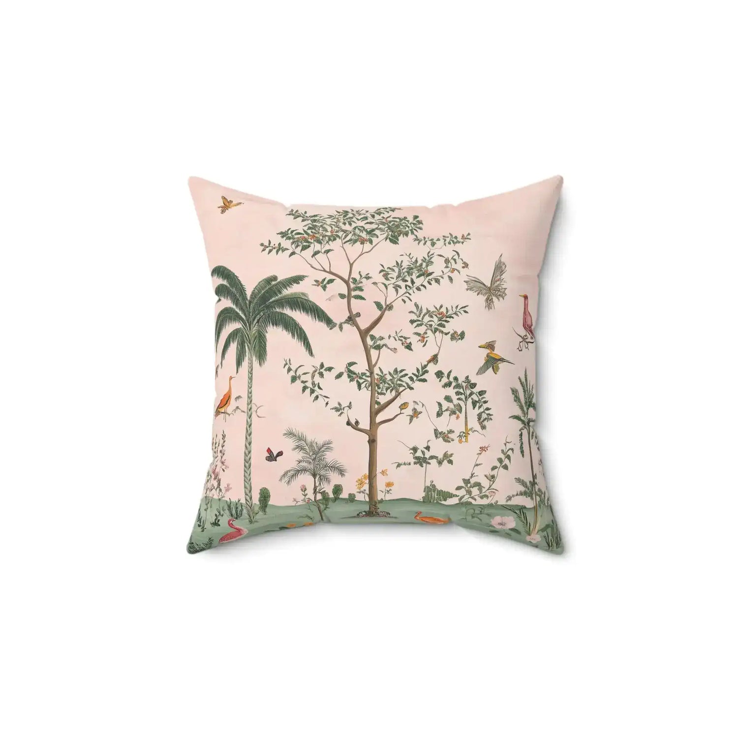 Vibrant Tropical Birds and Flora Throw Pillow