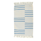 Handwoven White and Blue Minimalistic Cotton Rug with Fringes