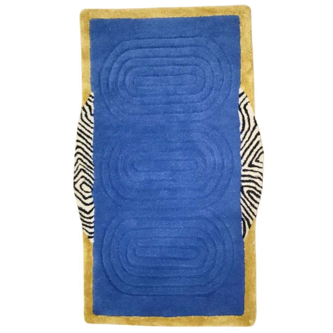 Water Earth and Sun Hand Tufted Wool Rug - Dark Blue