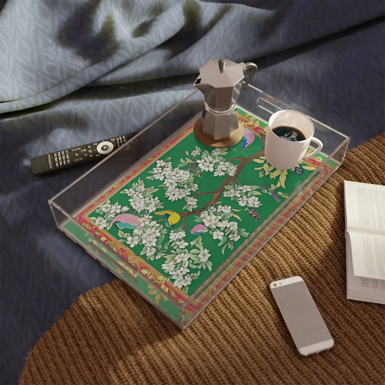 Floral Bird Tree Serving Tray