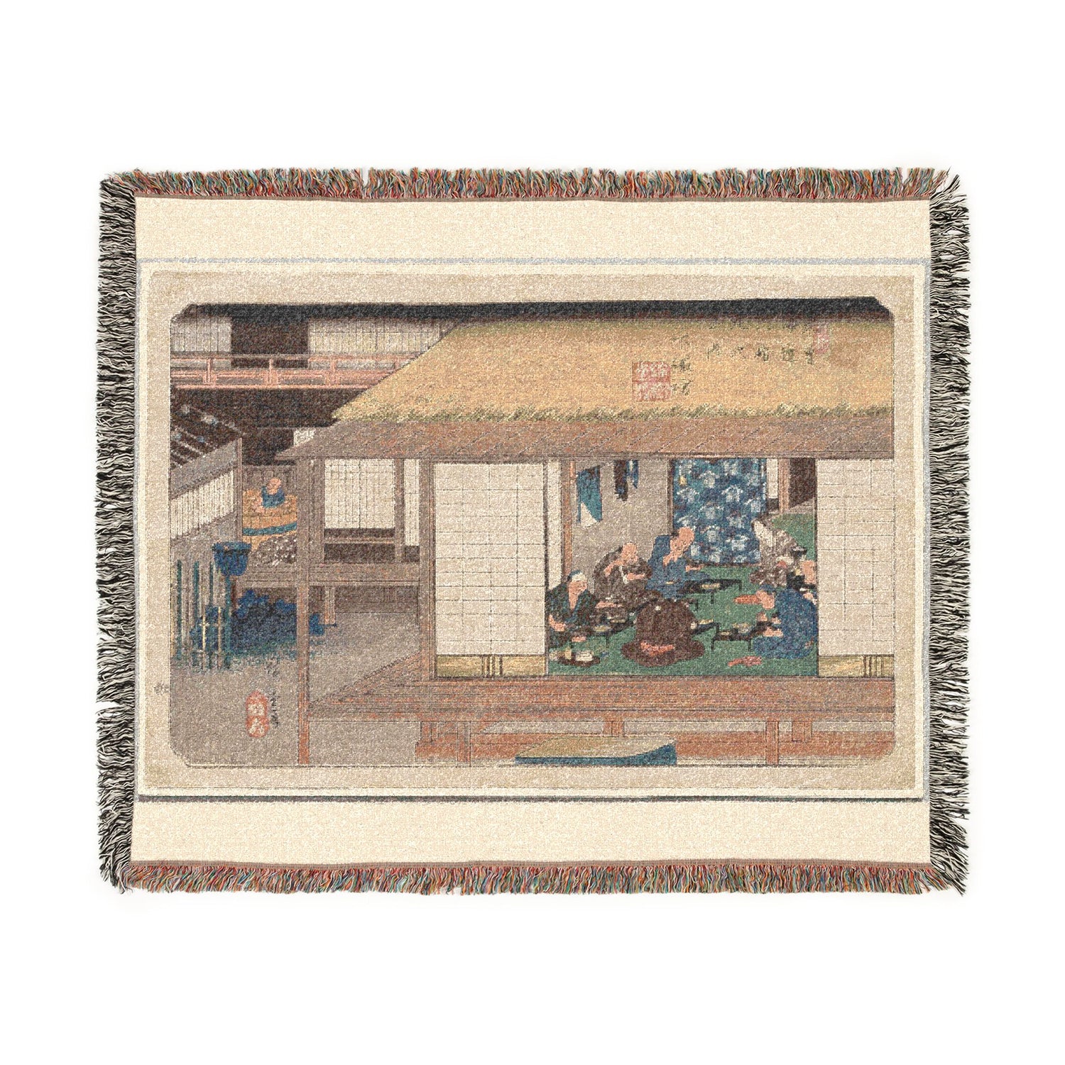 Shimosuwa, from Sixty-Nine Stations of the Kisokaidō Woven Throw Blanket