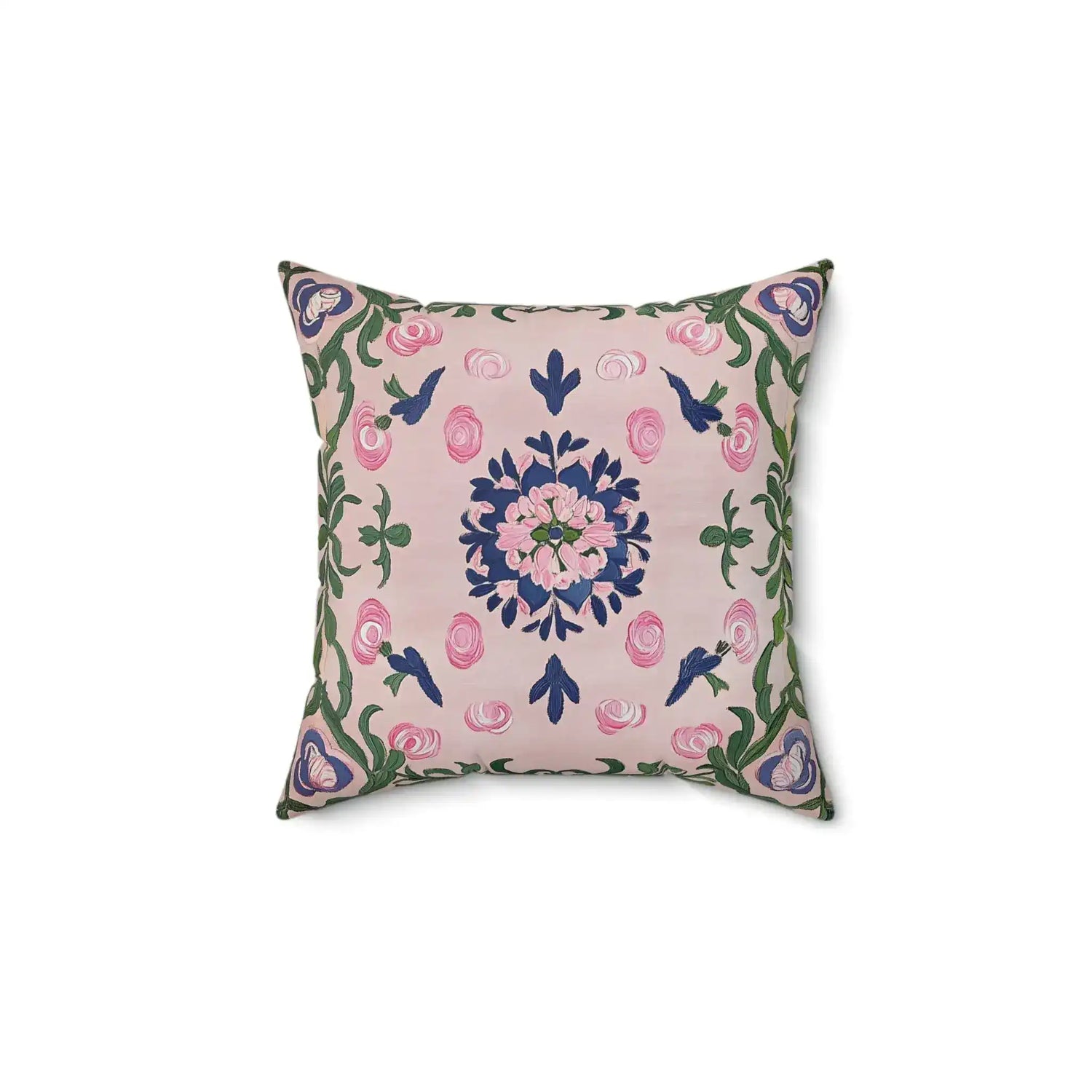 Folk Garden Medallion Throw Pillow