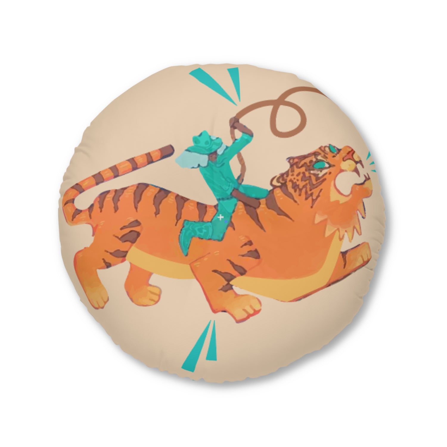 Tiger Rodeo Tufted Round Floor Pillow