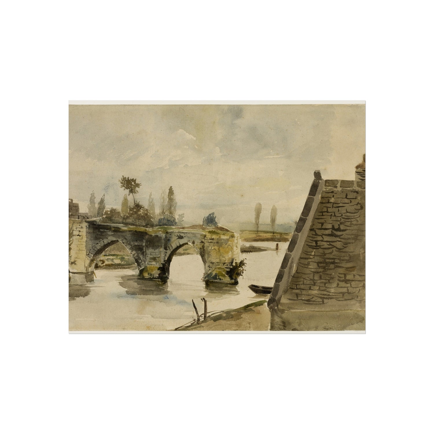 The Old Bridge at Mantes - Eugène Delacroix Fine Art Poster