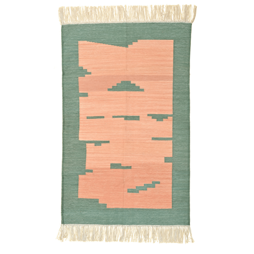 Transform your space with the soothing charm of the "Handwoven Light Green Peachy Fringes" cotton rug. Its soft light green hue brings a sense of tranquility, while the peachy fringes add a touch of playful elegance. Handwoven with care, this rug offers both comfort and style to enhance any room.