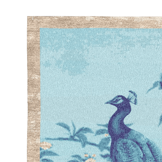 Blue Peacock Floral Hand Tufted Rug
