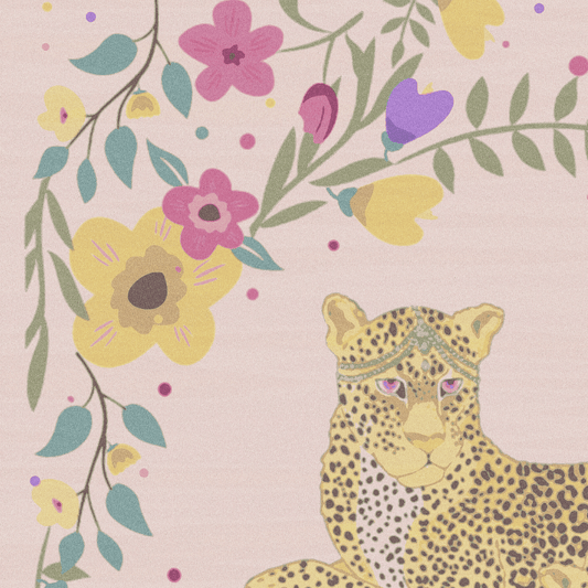 Yellow Cheetah Twin Floral Hand Tufted Rug - Pastel