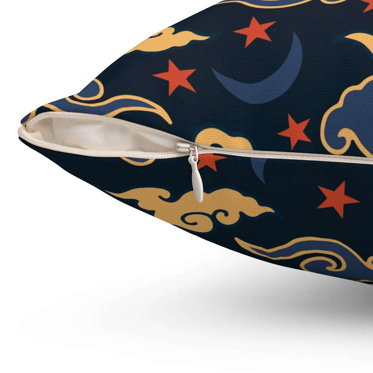 Retro Night Sky Spun Throw Pillow