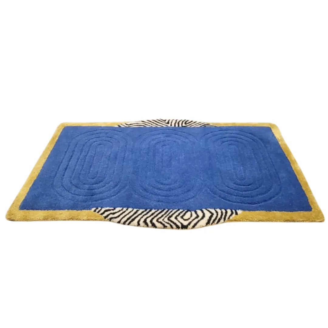 Water Earth and Sun Hand Tufted Wool Rug - Dark Blue