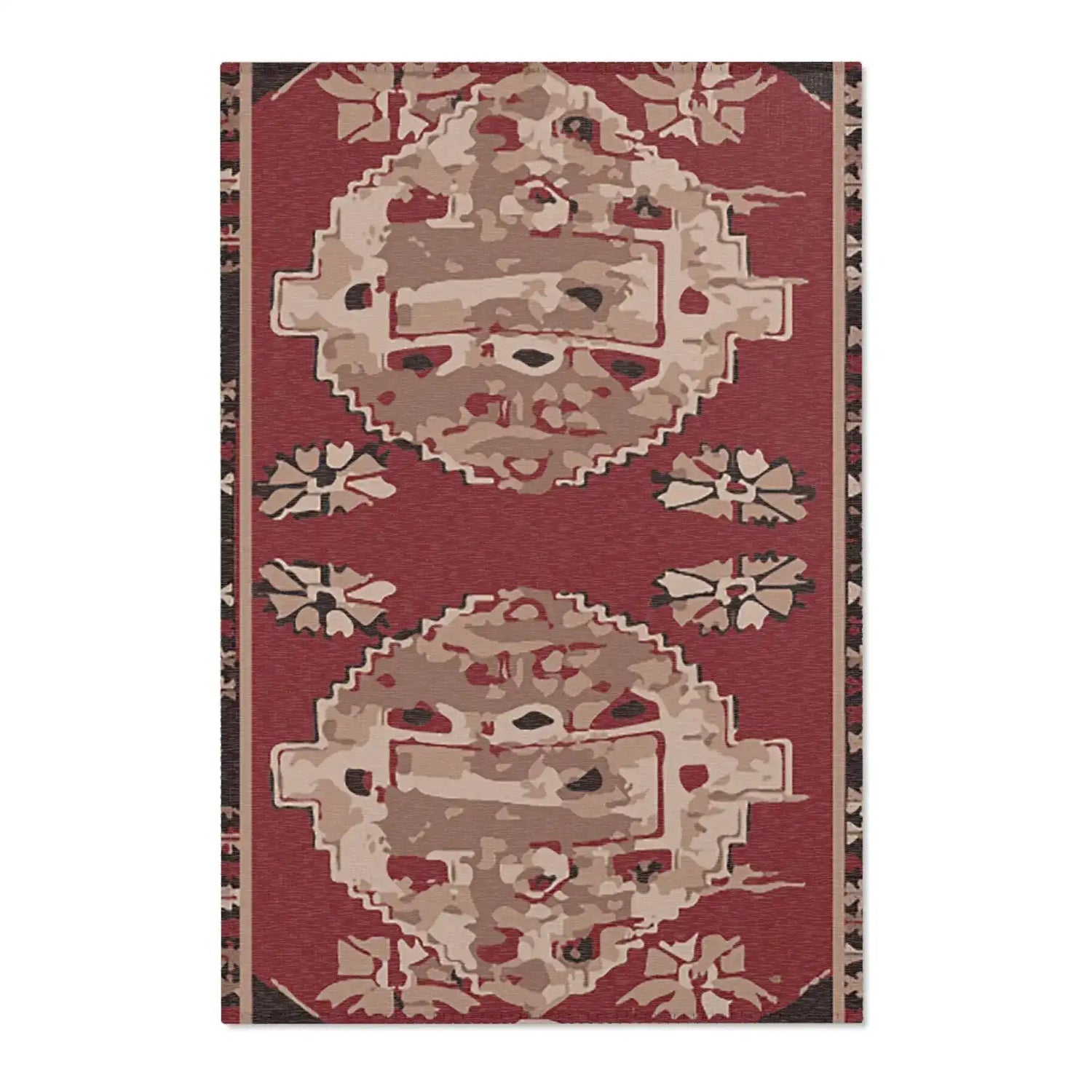 Rustic Red Medallion Accent Rug