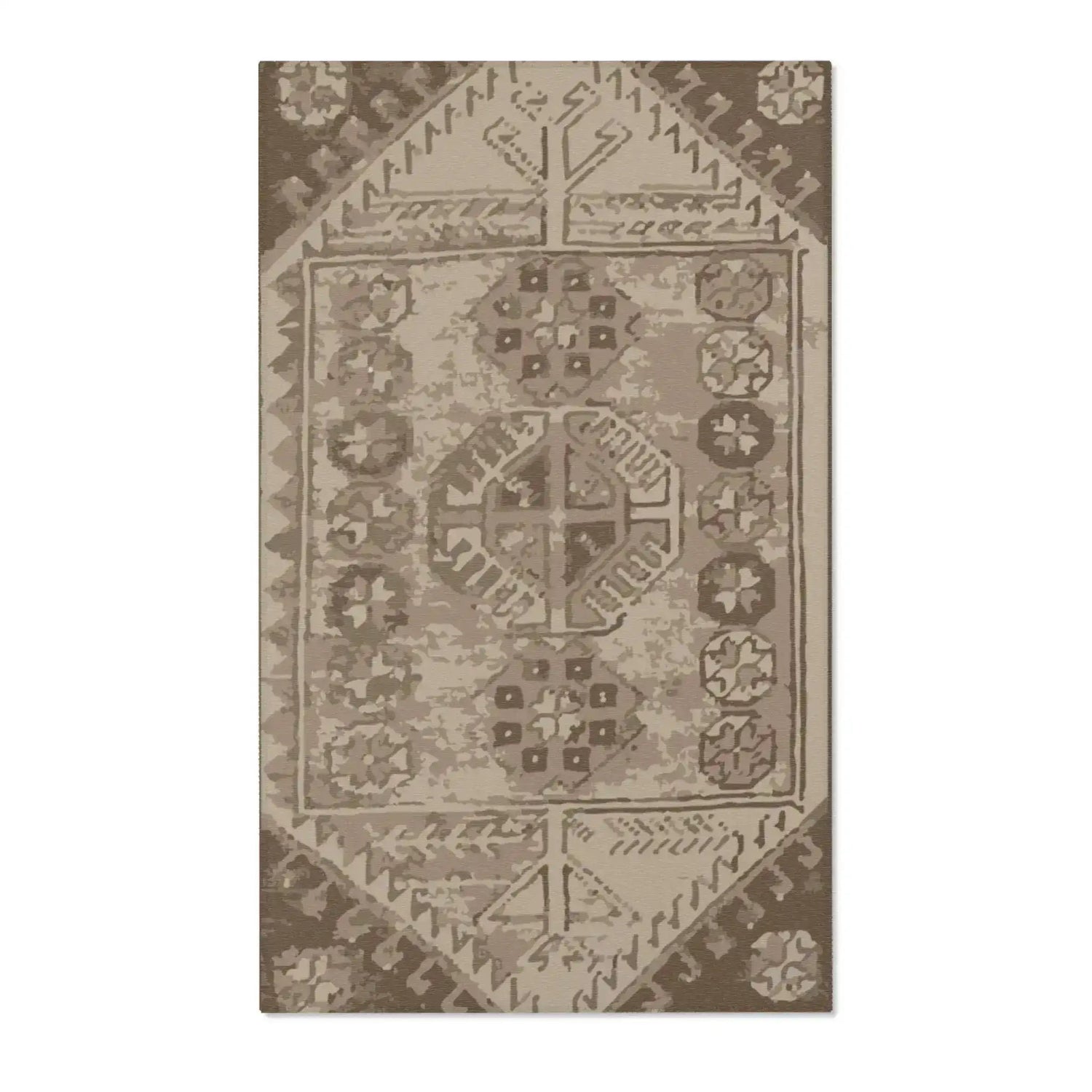 Rustic Brown & Beige Tribal Accent Rug