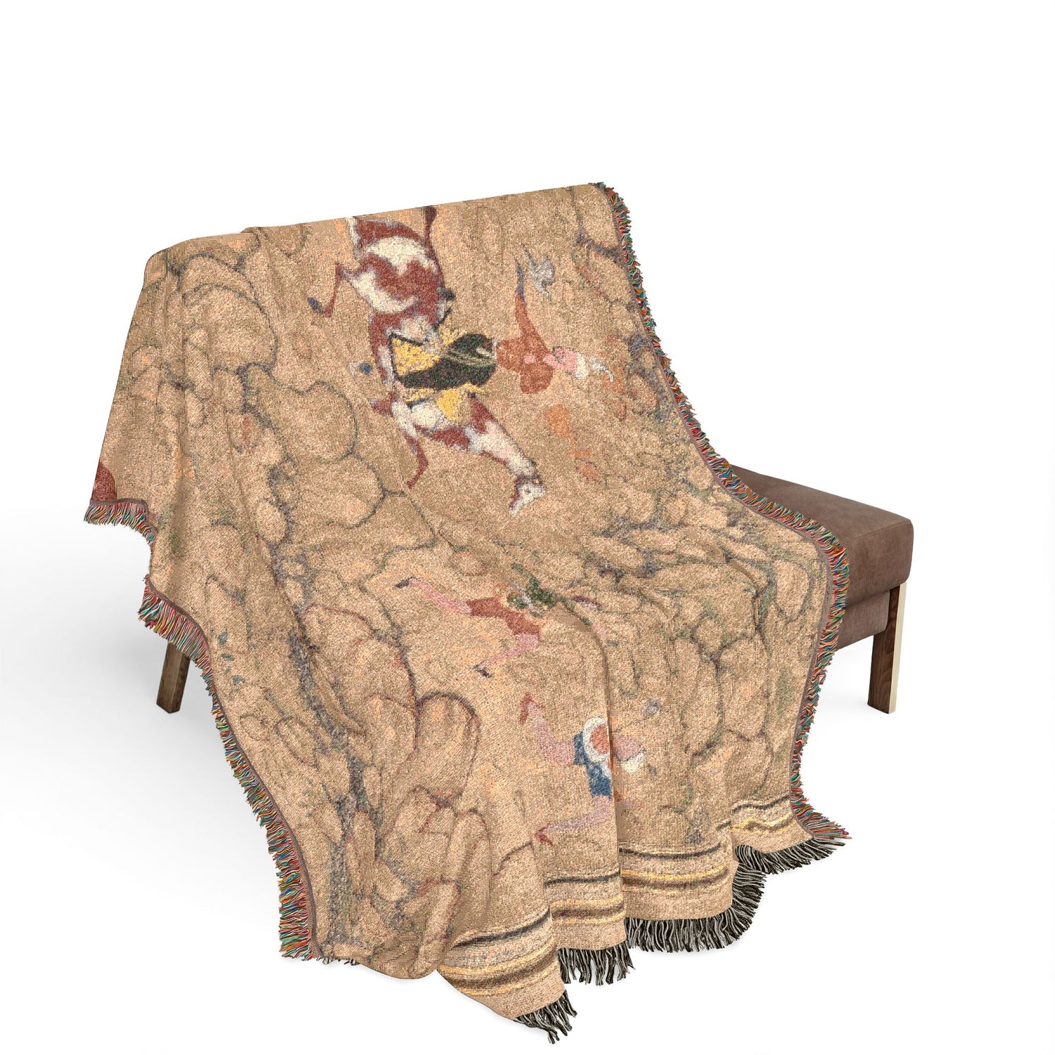 Hunting with falcons in a landscape (recto) Woven Throw Blanket