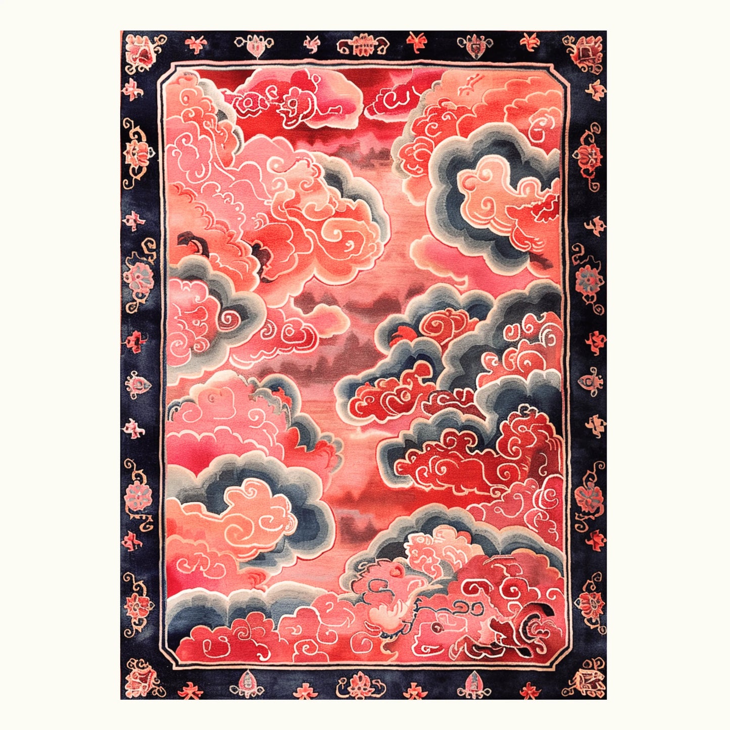 Vermilion Cloud Frame Hand Tufted Rug