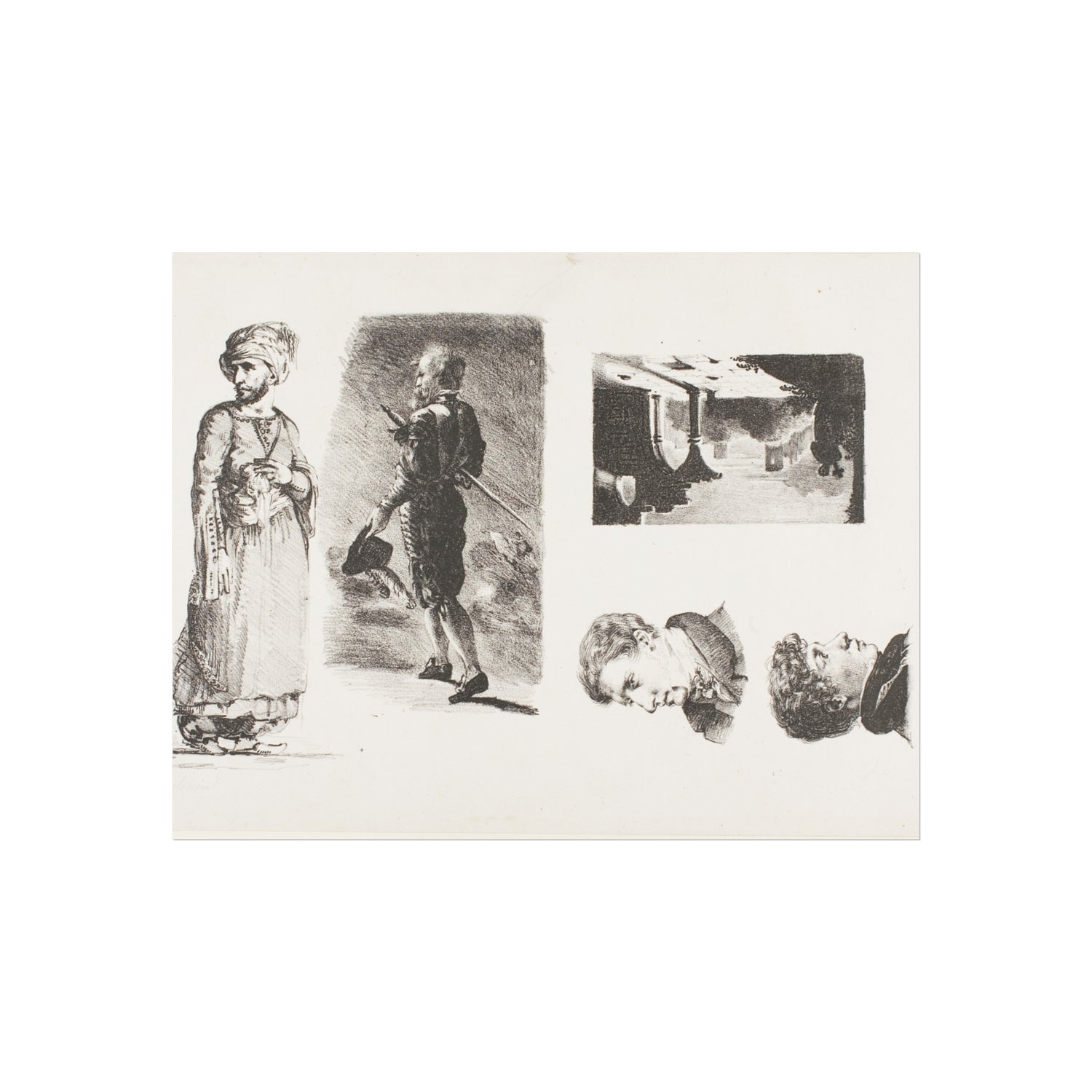 Sheet of Sketches - Eugène Delacroix Fine Art Poster