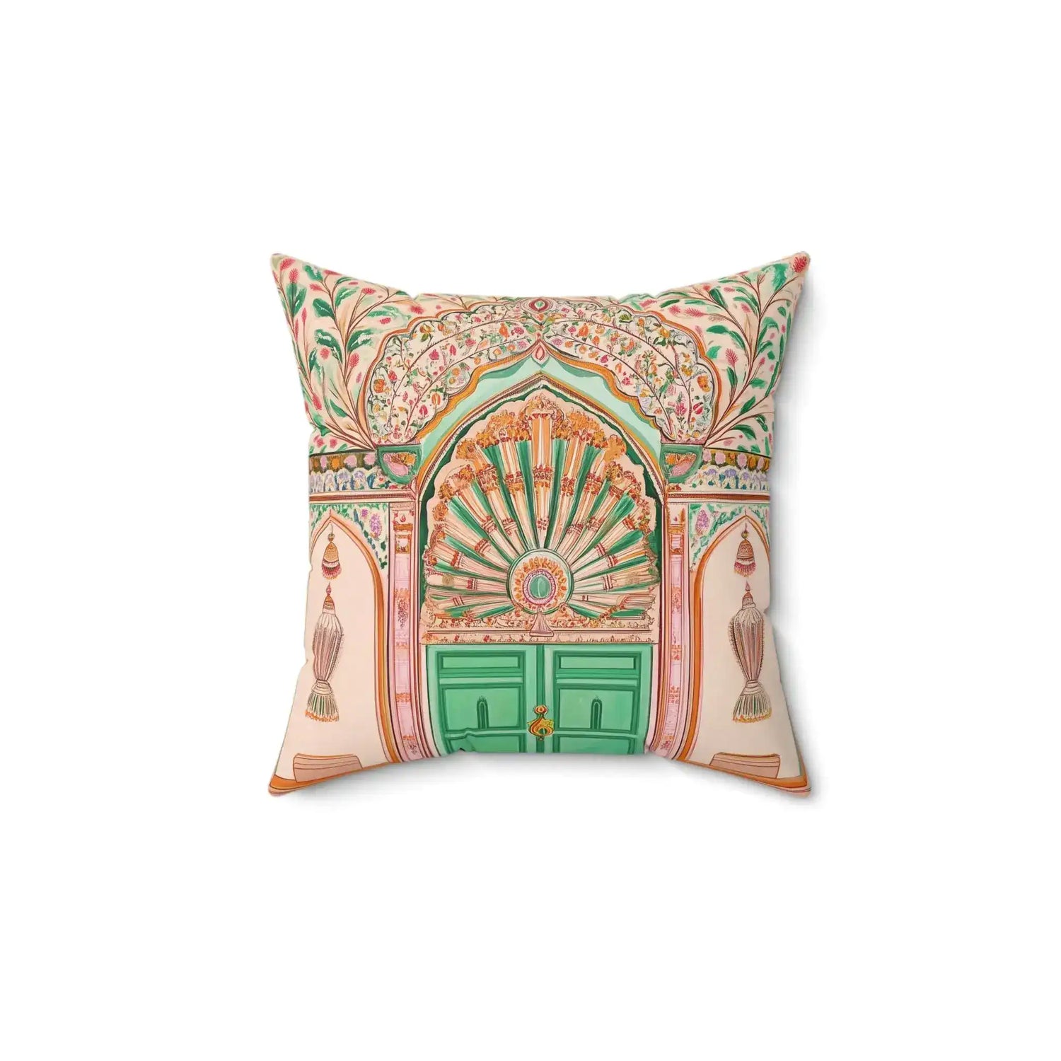 Royal Peacock Archway Throw Pillow