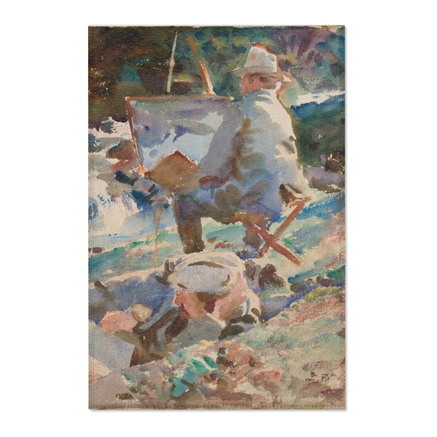 An Artist at His Easel - John Singer Sargent Area Rug