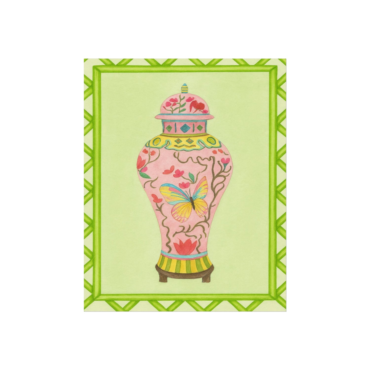 Chinoiserie Butterfly Ginger Vase Fine Art Poster