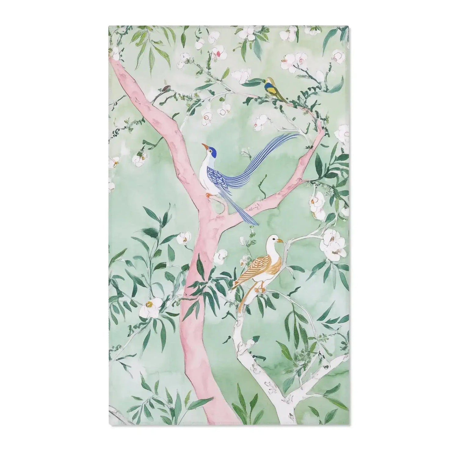 Colorful Birds on Floral Branches Accent Rug