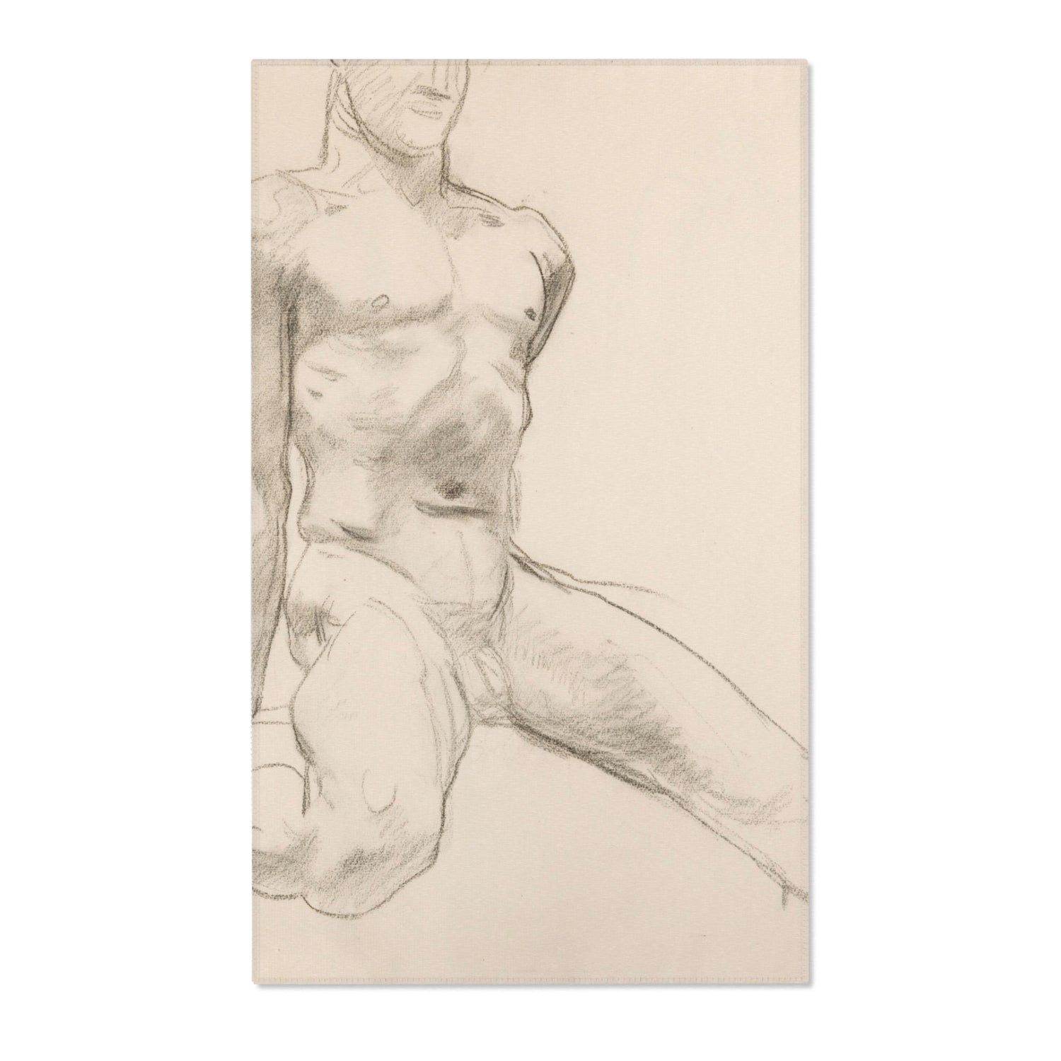 Seated Male Nude with Extended Leg - John Singer Sargent Area Rug