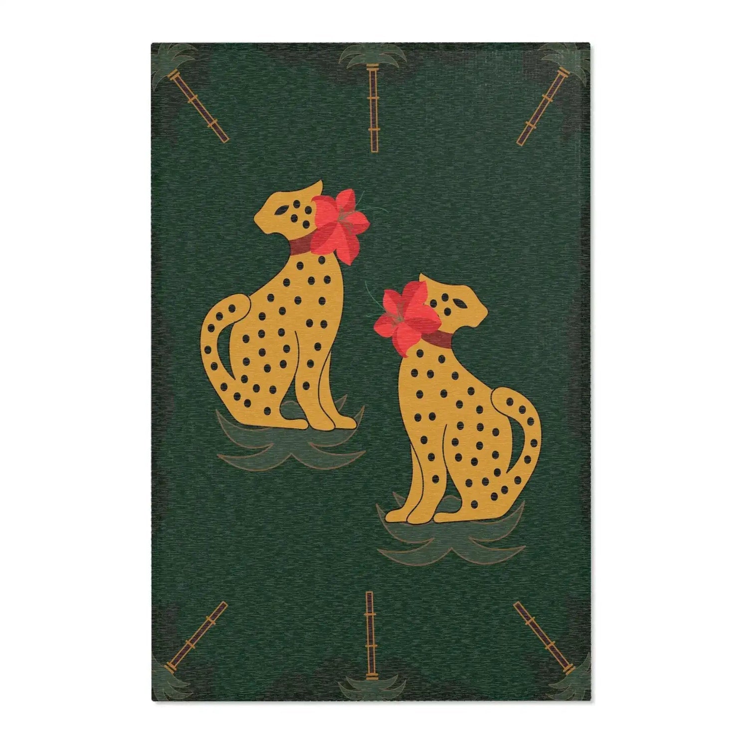 Twin Cheetahs in Jungle Green Accent Rug