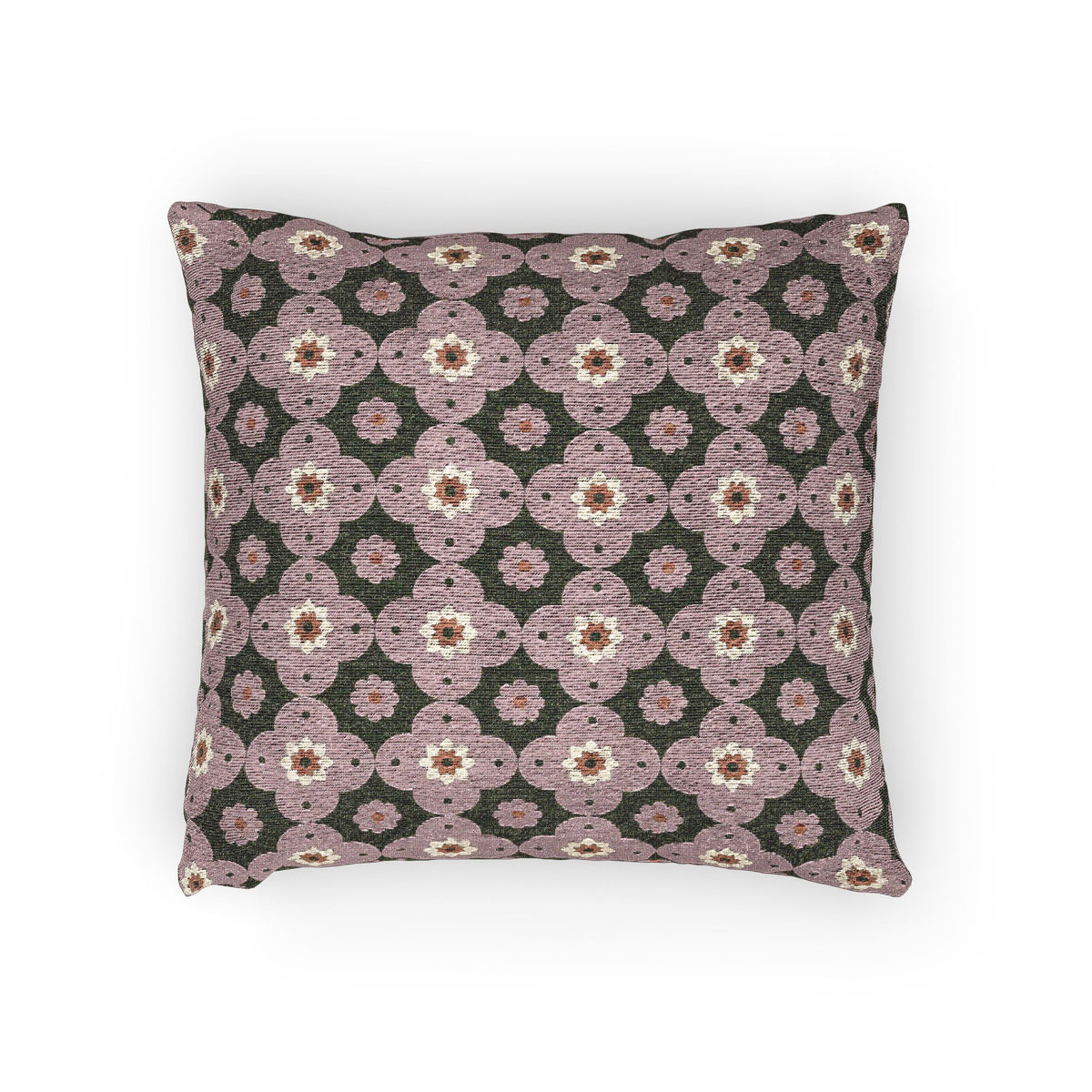 Moss & Mauve Block Print Tile Woven Pillow