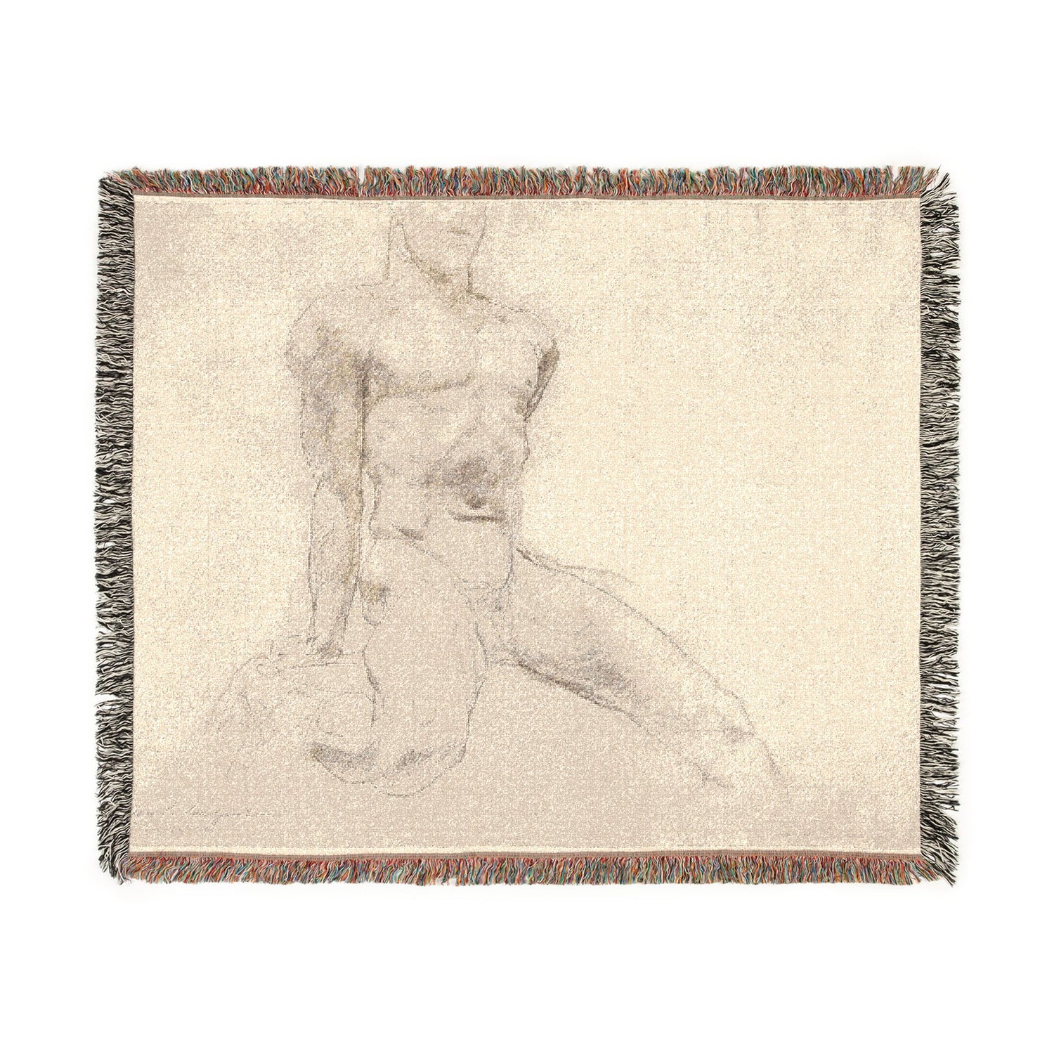 Seated Male Nude with Extended Leg - John Singer Sargent Tapestry Blanket