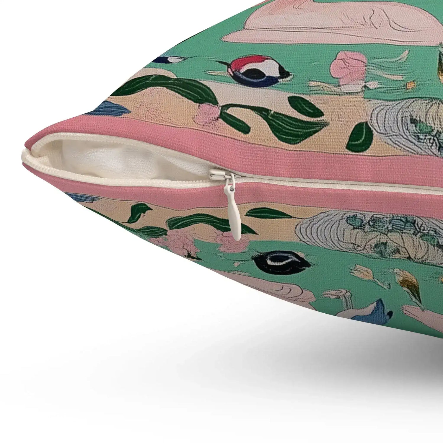 Gentle Seals and Floral Garden Throw Pillow