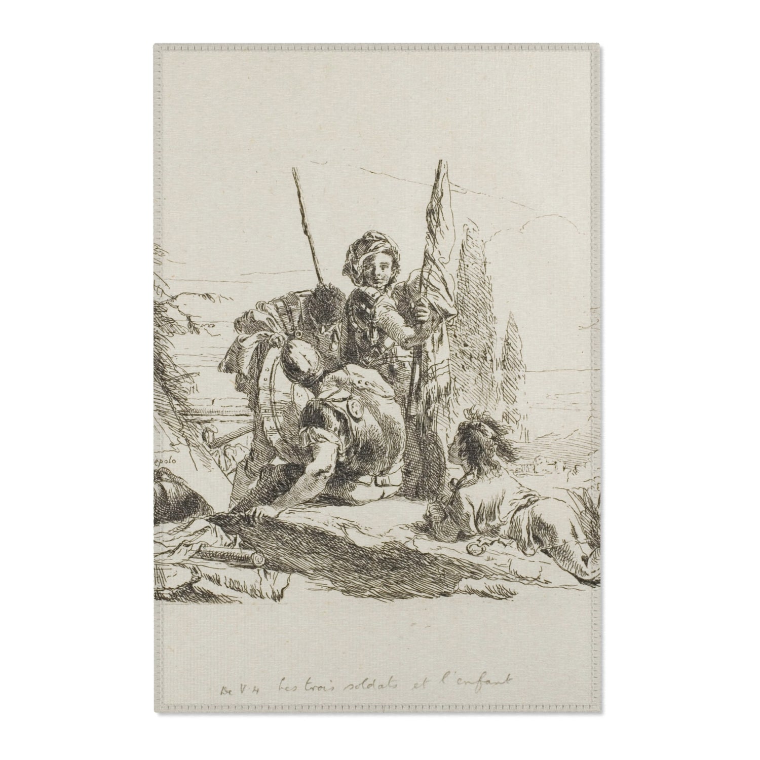 Three Soldiers and a Boy - Giovanni Battista Tiepolo Area Rug