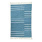 Handwoven Demin Blue and White Miniamlistic Cotton Rug with Fringes