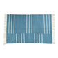 Handwoven Demin Blue and White Miniamlistic Cotton Rug with Fringes