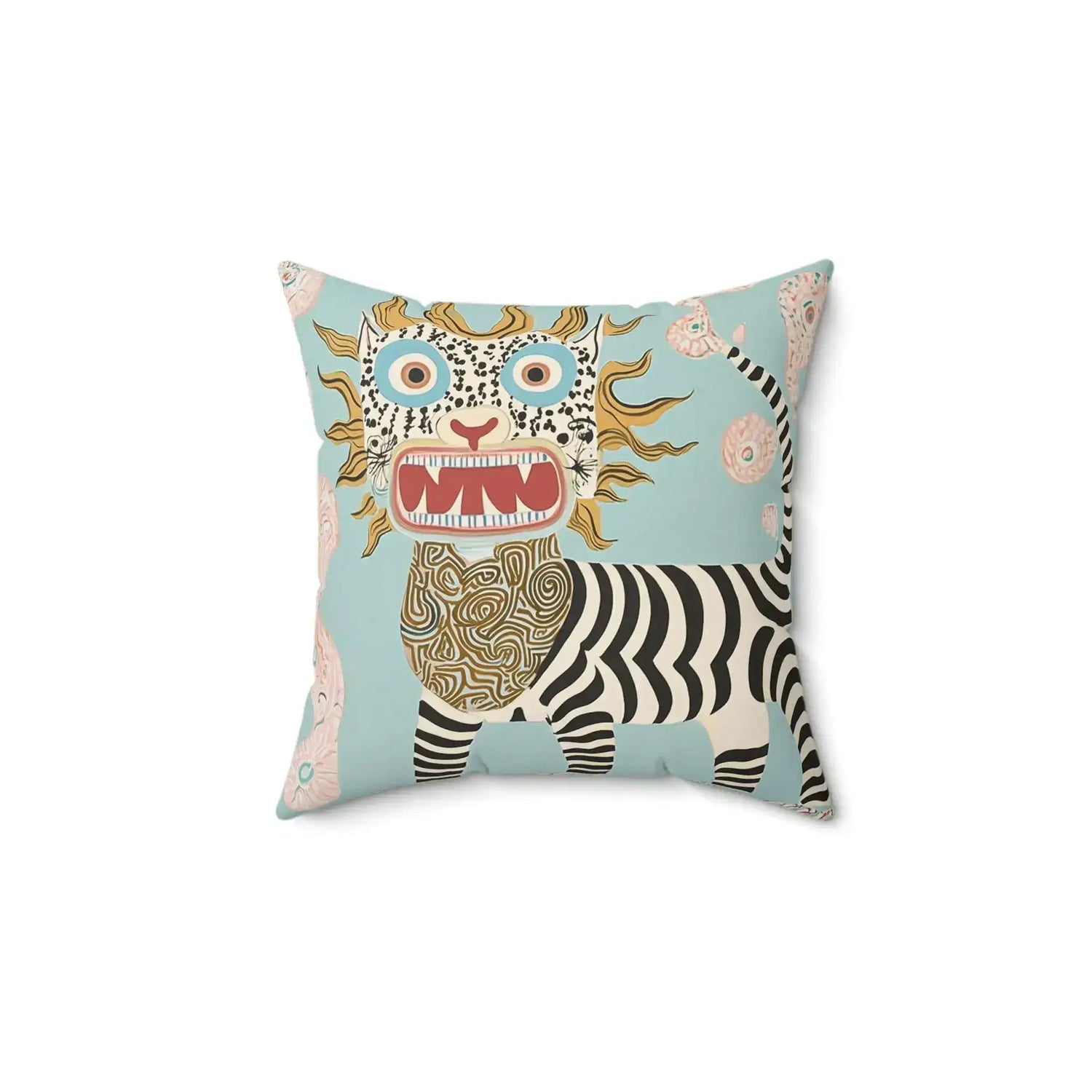 Bold Lion Design Throw Pillow