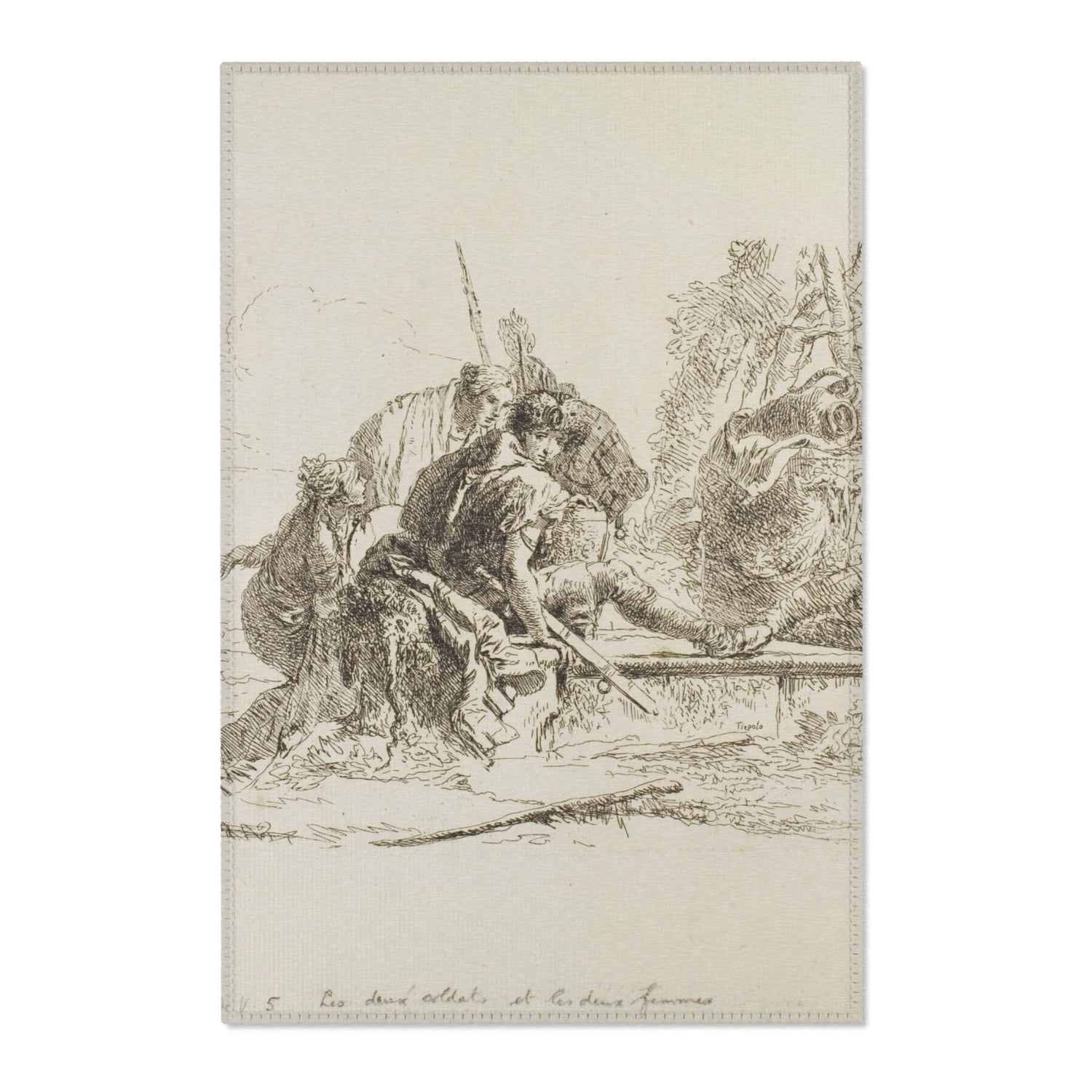 Two Soldiers and Two Women - Giovanni Battista Tiepolo Area Rug