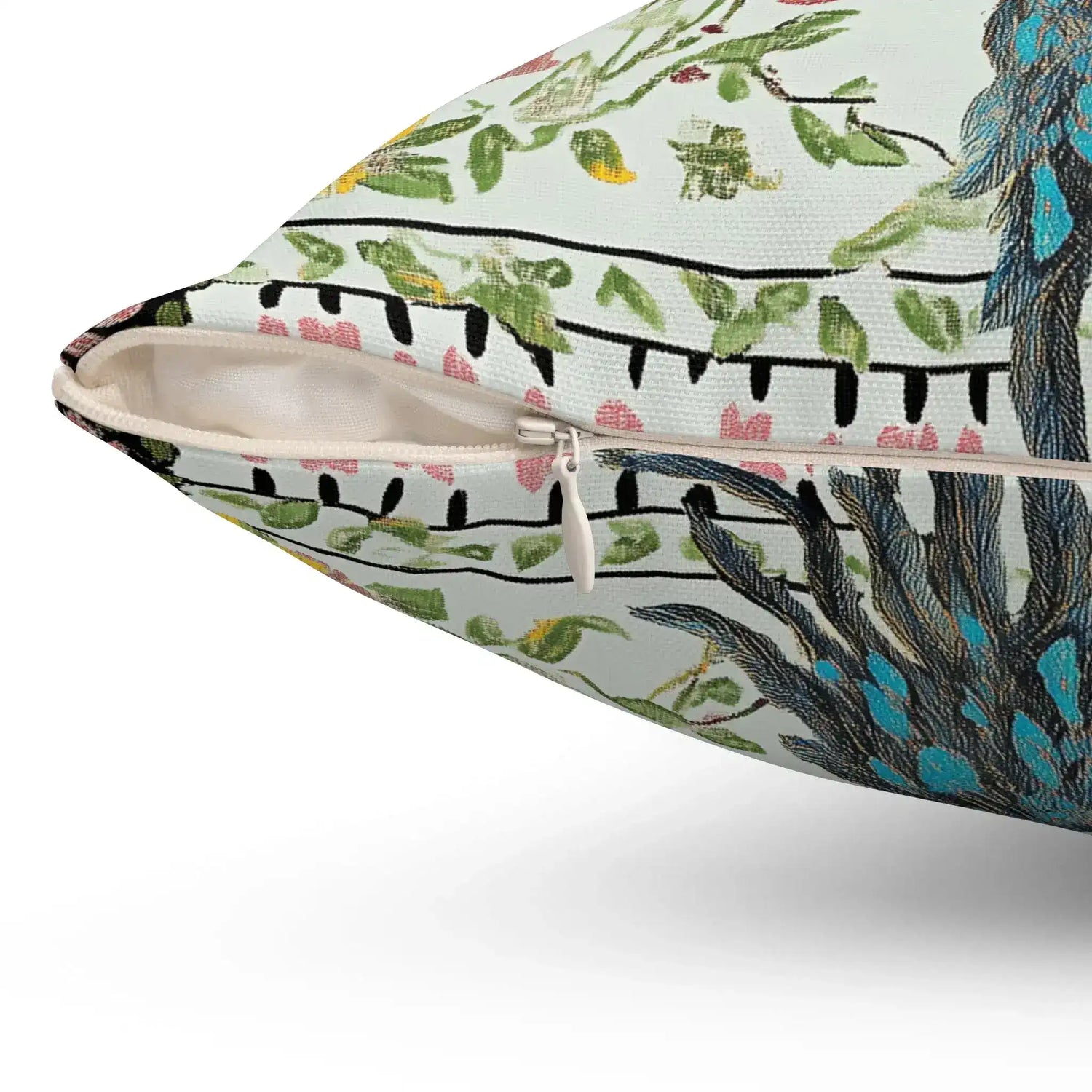 Celestial Peacock Bloom Throw Pillow