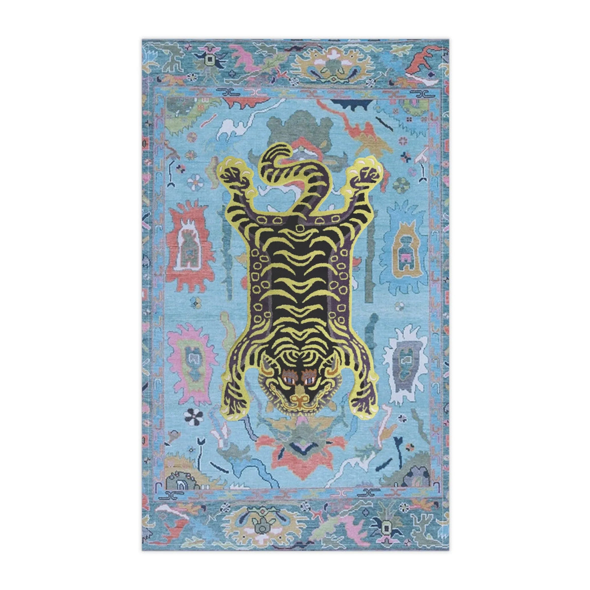 Tibetan Tiger Blue Printed Red Tea & Kitchen Towel Cotton Twill 18" × 30"