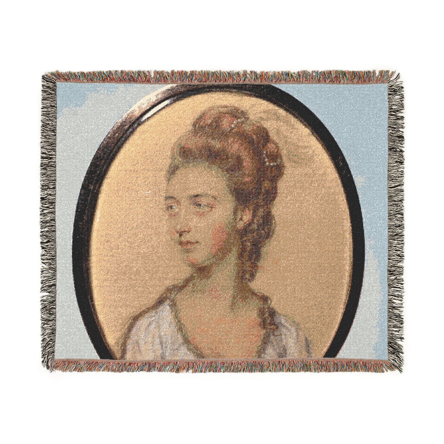Portrait of Mrs. Nathaniel Bailey, née Lamack Woven Throw Blanket
