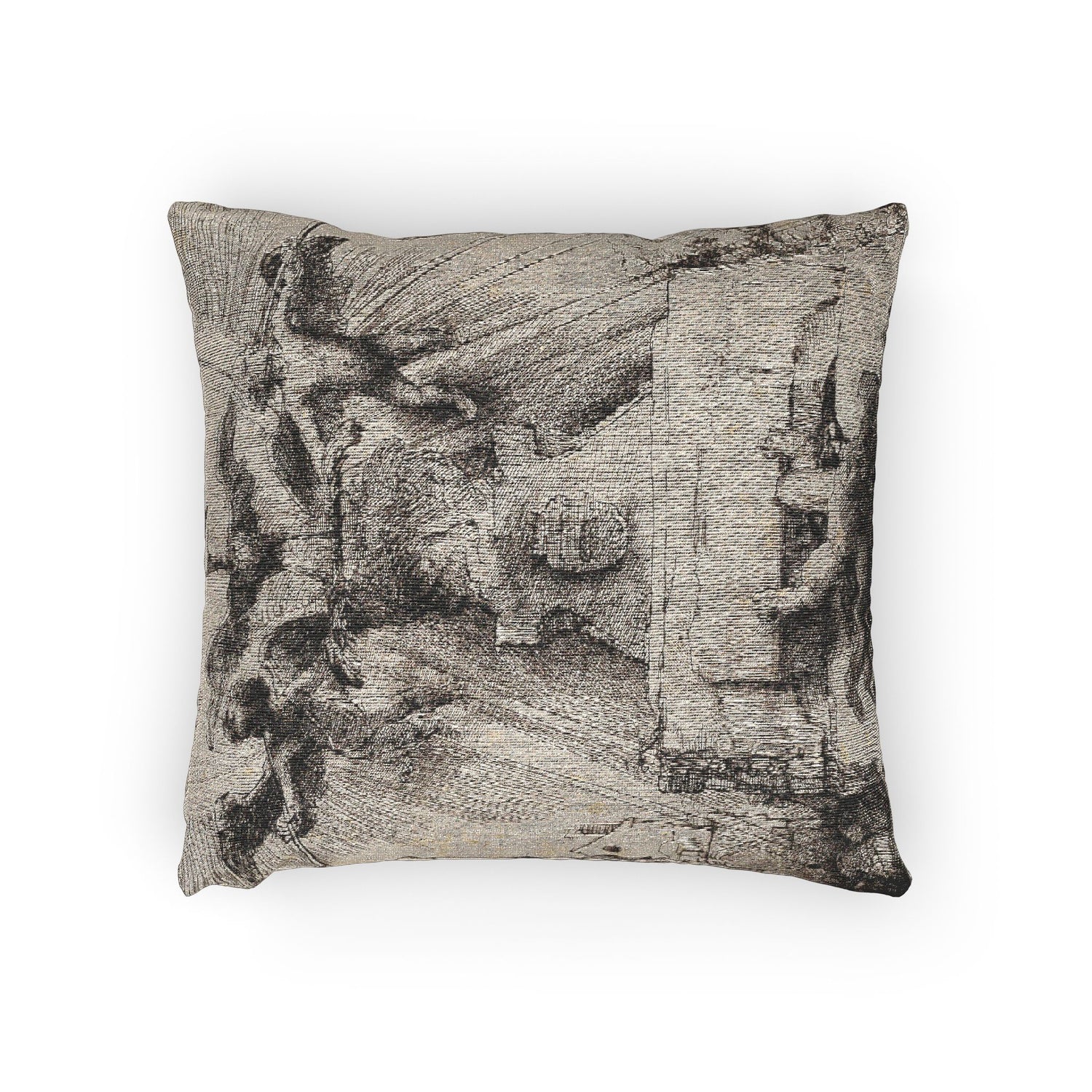 Rembrandt van Rijn - The Phoenix or The Statue Overthrown | Woven Pillow