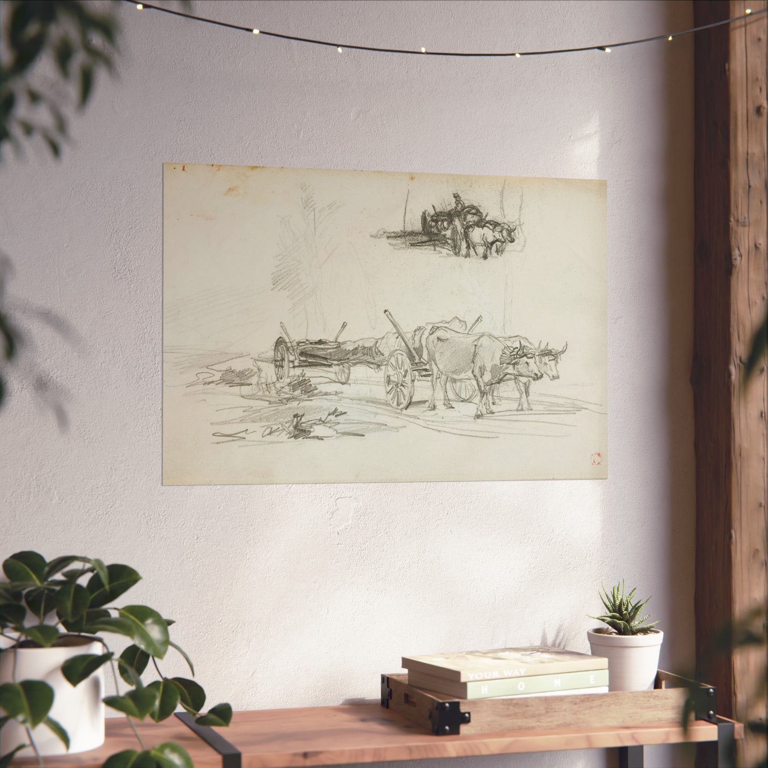 Two Sketches of Oxen Hauling a Log - Charles François Daubigny Fine Art Poster