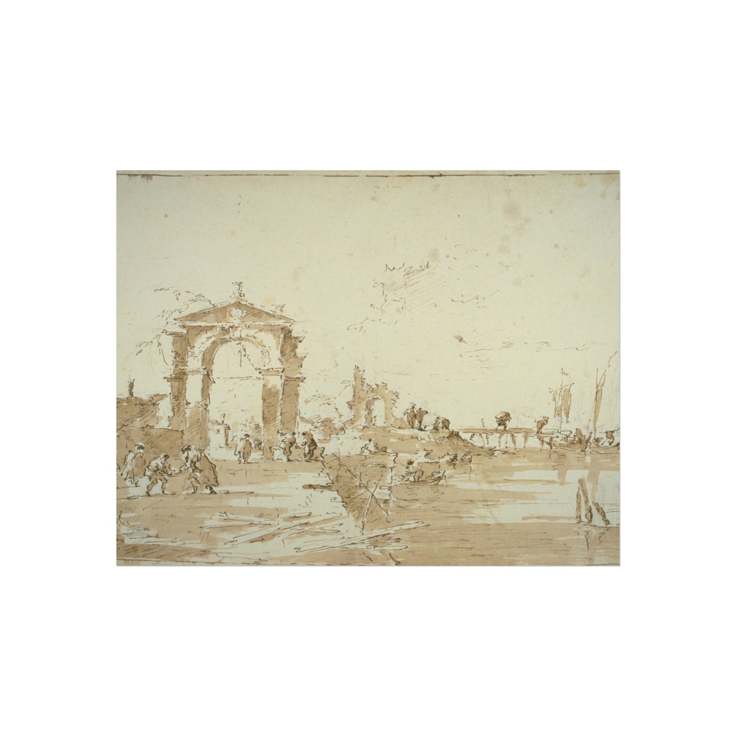 Gateway near a Landing Bridge - Francesco Guardi Fine Art Poster
